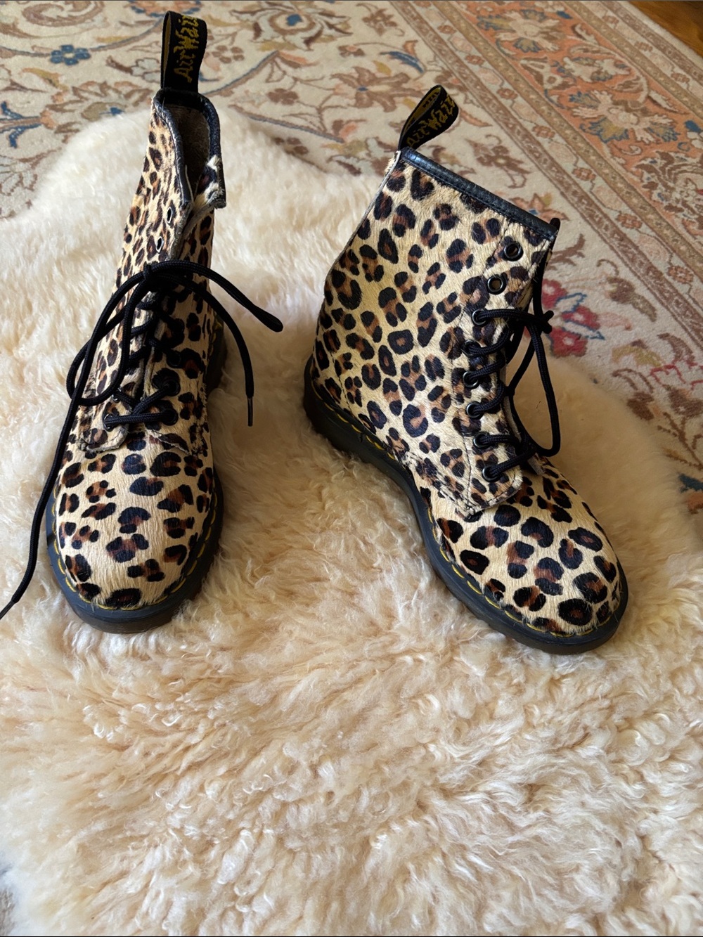 Dr. Martens 10072 hair-on leather leopard print boots. Size 3UK ( 5 US).